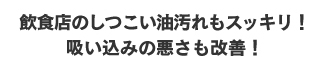 飲食店のしつこい油汚れもスッキリ！吸い込みの悪さも改善！