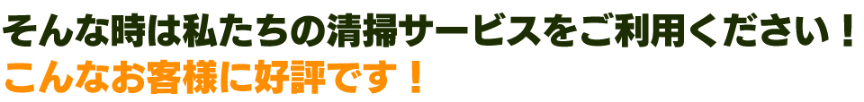 そんな時は私たちの清掃サービスをご利用ください！こんなお客様に好評です！