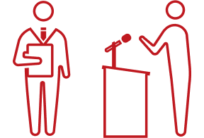 プレゼンター＝社長の説明会。